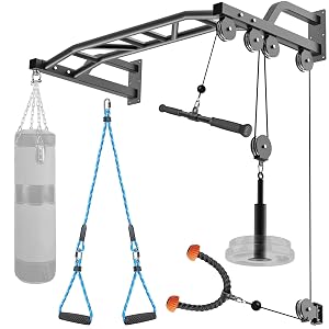 SELEWARE 48 Heavy Duty Pull Up Bar Wall Mount Multi-function Chin up Bar with Home Gym Cable Pulley