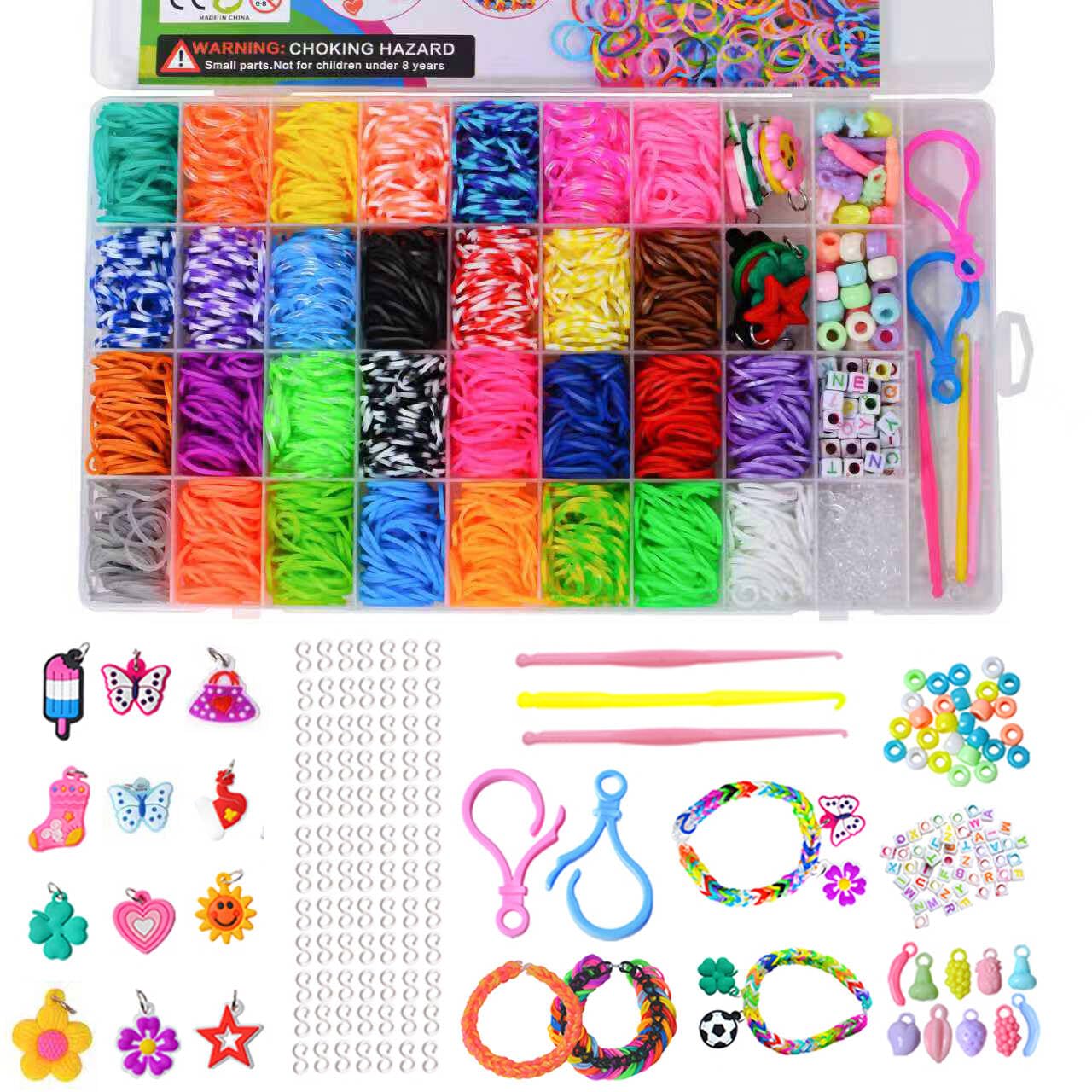 ROYWOO Elastici per bracciale,Elastici premium per kit per la produzione di braccialetti fai da te,Cinturino Bracciale Mega Refill Kit Ragazze Regalo,Kit per la creazione di gioielli colorati