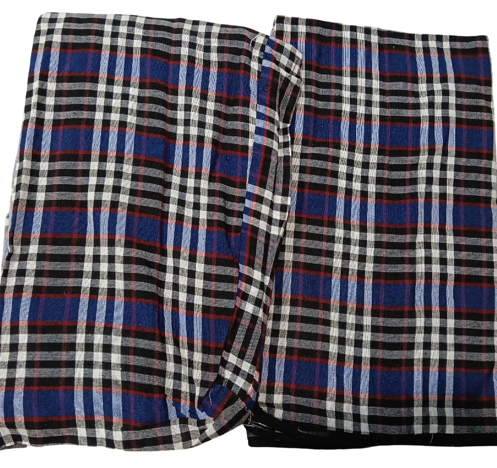 Plaid Cotton Mattress Cover Set, Multi-Colour (Blue, Green, Red) (Blue)-image-25
