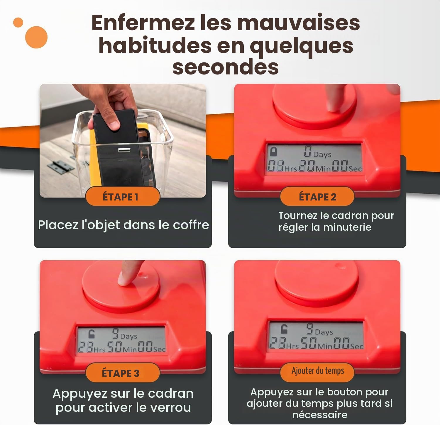 Récipient Ksafe à verrouillage temporel