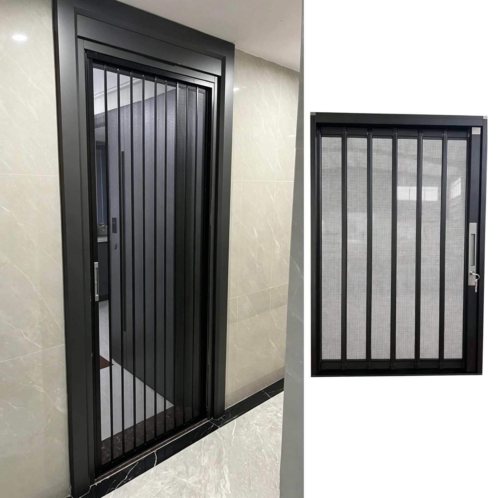 Jievmrs Ventilated Mesh Room Dividers Interior Sliding Door, Foldable Accordion Screen Gate for Doorway, 30x80 38x80 48x80 60x80 58x80 Telescopic Folding Door(54x80in(137x203cm))