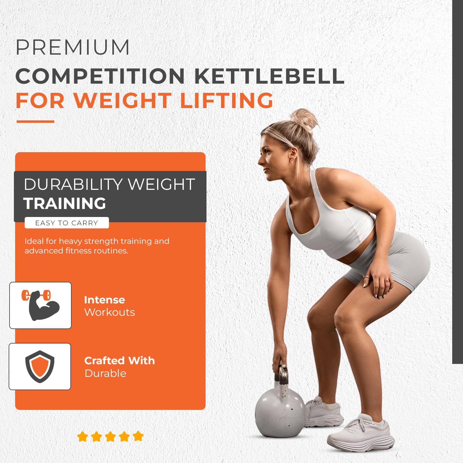 Kettlebell da competizione di alta qualità, attrezzatura per allenamento con i pesi, rivestimento in gomma, manici ergonomici, ideale per sollevamento pesi e palestra domestica (da 4 kg a