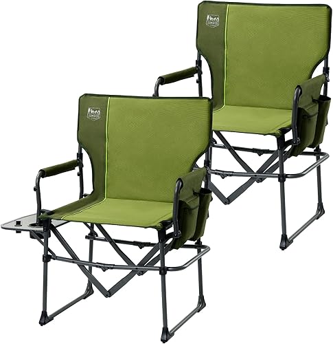 TIMBER RIDGE Silla de aluminio para directores de campamento con bolsillo para mesa lateral, silla plegable portátil, silla de césped resistente