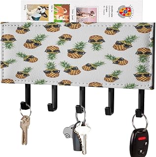 Wall Mounted Key Holder Cool Pineapple Pattern Key Rack | Fashion Portable Keys Hooks with Bent Design Hooks for Bags Coats