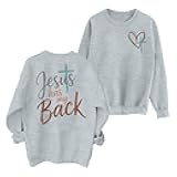 JINTING Women Jesus Sweatshirt Christian Faith Shirt Jesus Has My Back Sweatshirts Bible Verse Inspirational Pullover