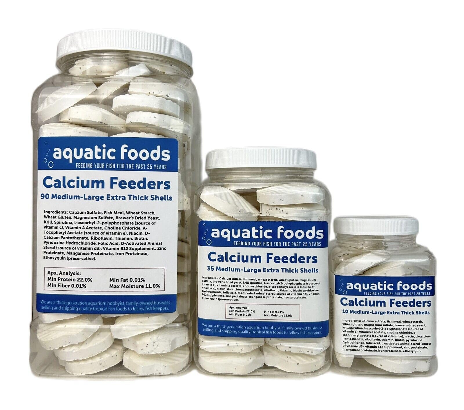Aquatic Foods Inc Calcium Feeder Medium-Large Shells Extra Thick Shells for Shrimp Snails Crabs Crayfish Hermit Crabs and