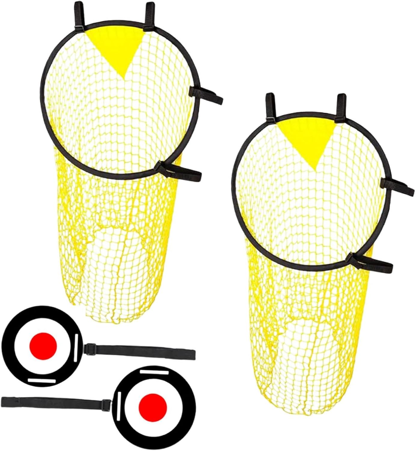 Soccer Top Bins Training Net (4-Piece Set) - 2 Yellow & 2 Black Targets for Goal Kicking Accuracy Practice