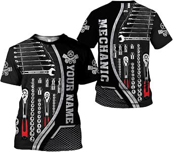 Personalized Mechanic 3D Shirt for Men, Tool Box Mechanic 3D Shirt,Custom Name Mechanic Tshirt, Mechanic Hoodie for Men Women