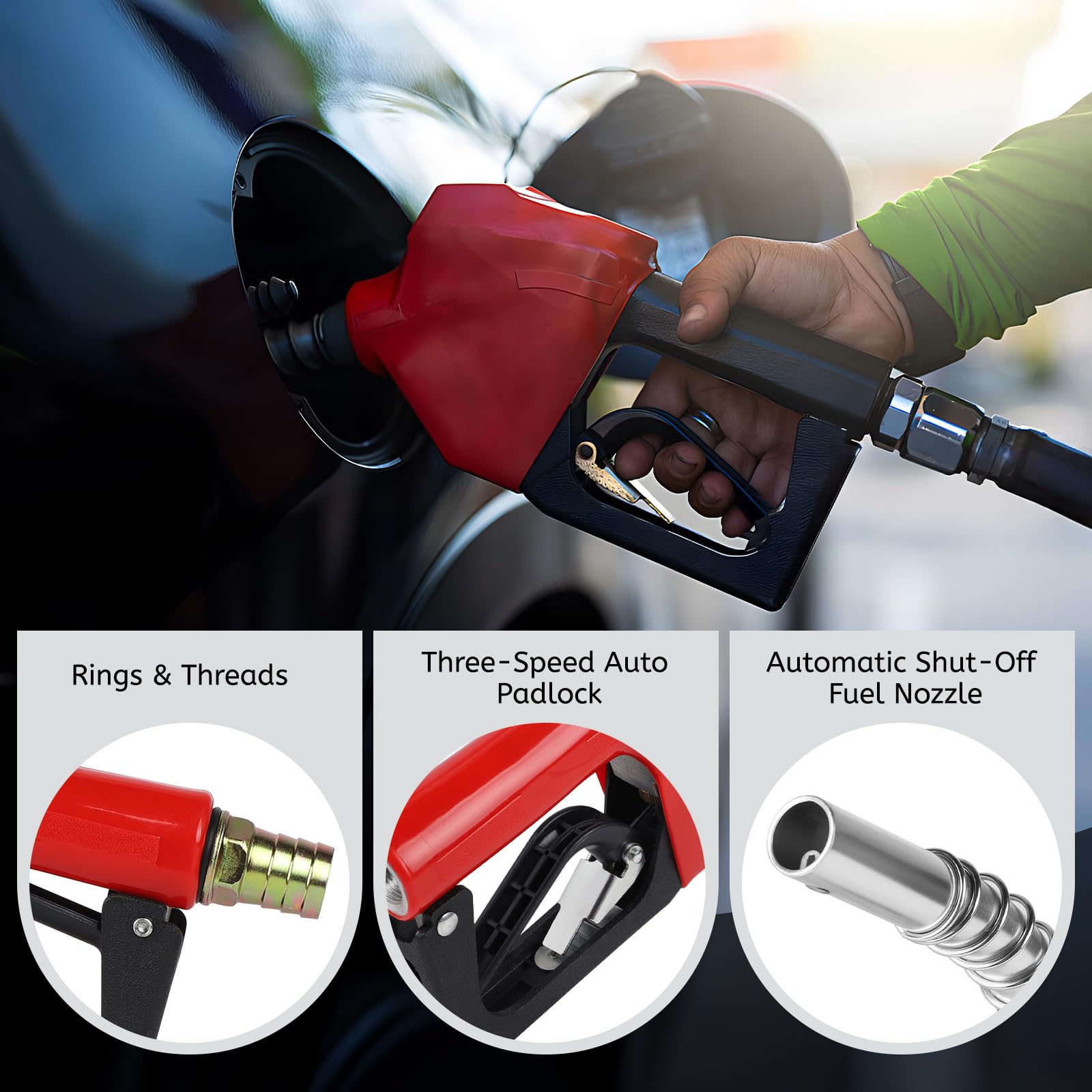 LALAGO Pistolet de Distribution avec Système D'arrêt Automatique Rouge, Buse pour Fioul et Diesel Pompe, Buse Diesel Automatique Pompe d'aspiration D'huile pour Pompage Transvasement