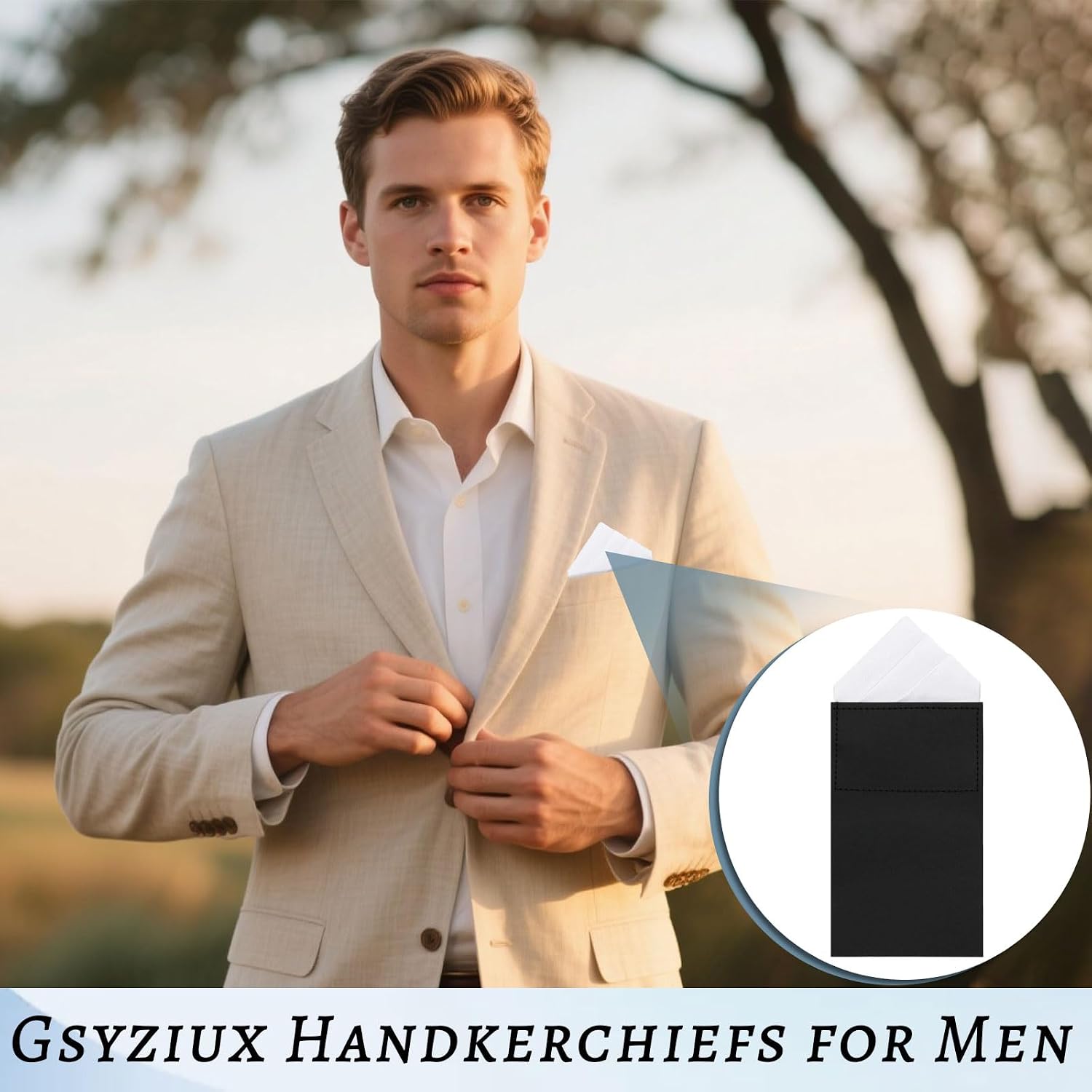 Pre-Folded Handkerchiefs for Men, Solid Color Mens Pocket Square on Cardboard for Business Wedding Party Tuxedo Shirt