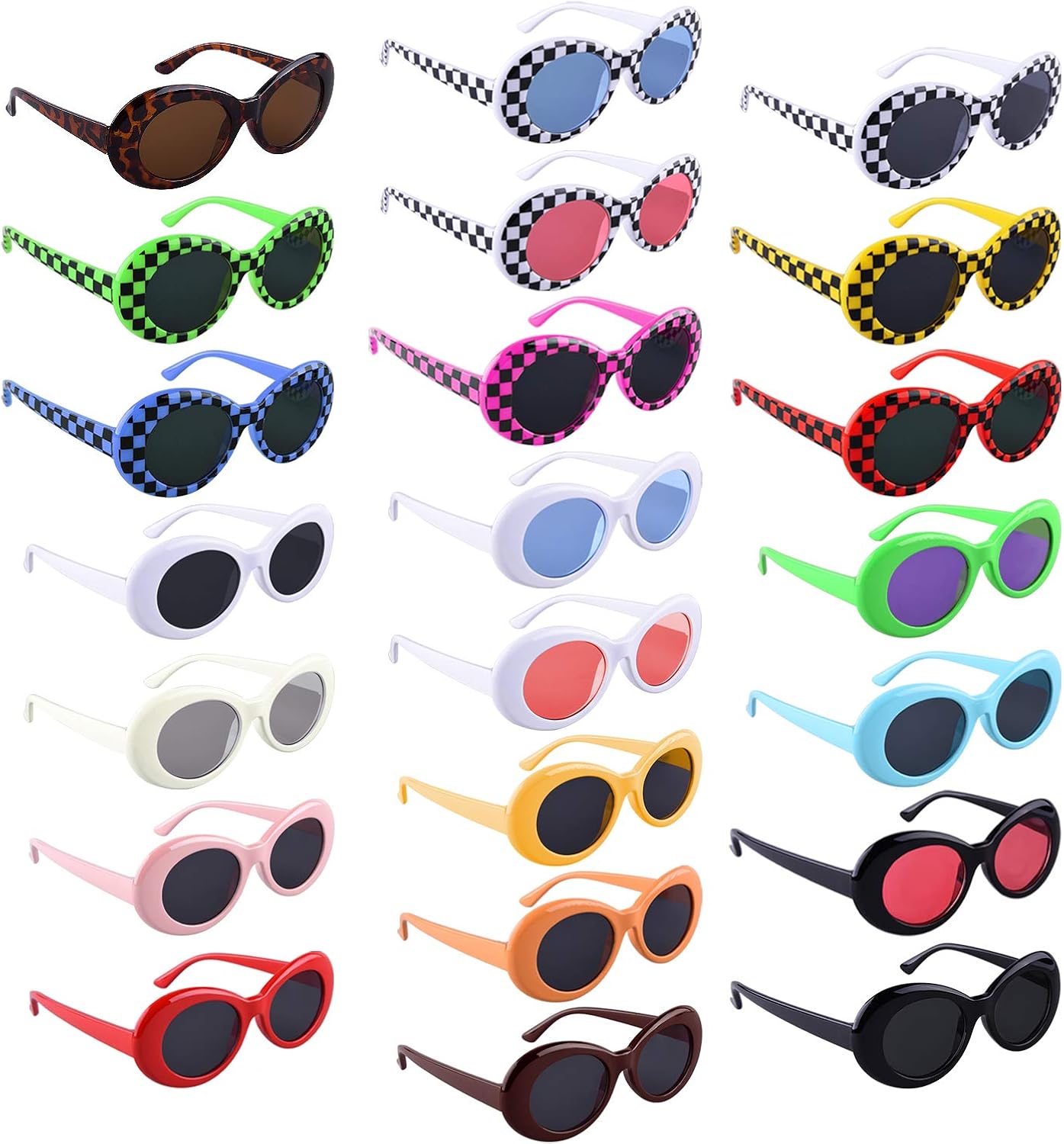 SIQUK 22 Pairs Retro Clout Oval Goggles 22 Colors Retro
