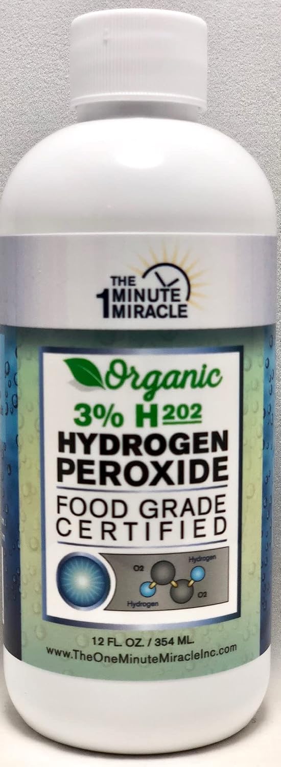 3% Hydrogen Peroxide Food Grade H2o2-12 oz Bottle with 1 oz Bottle Dropper
