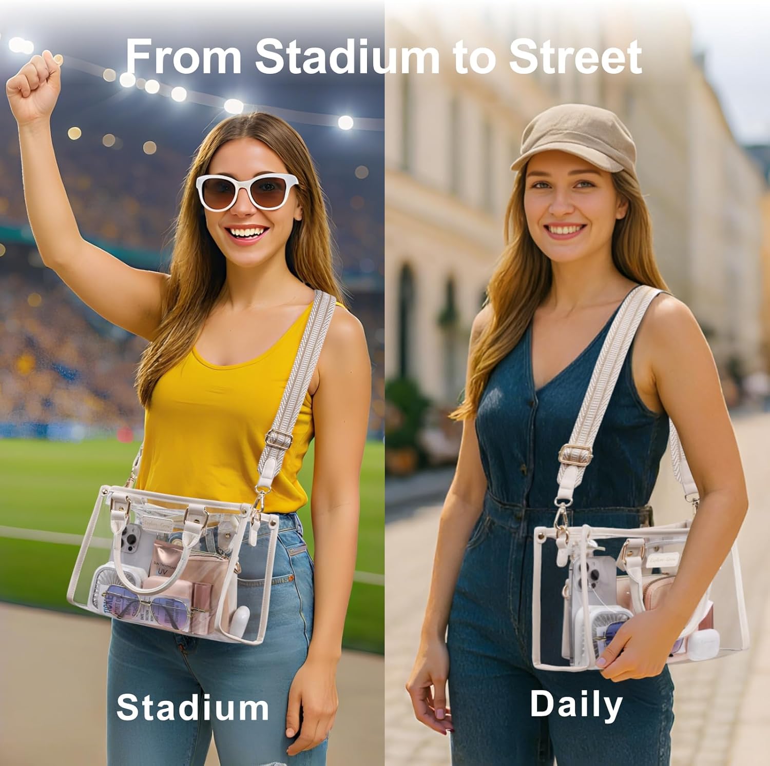 PACKISM Clear Tote Bags for Women - Clear Bag for Stadium Events with Privacy Inner Bag for Sport Events Concerts Festivals - Image 5