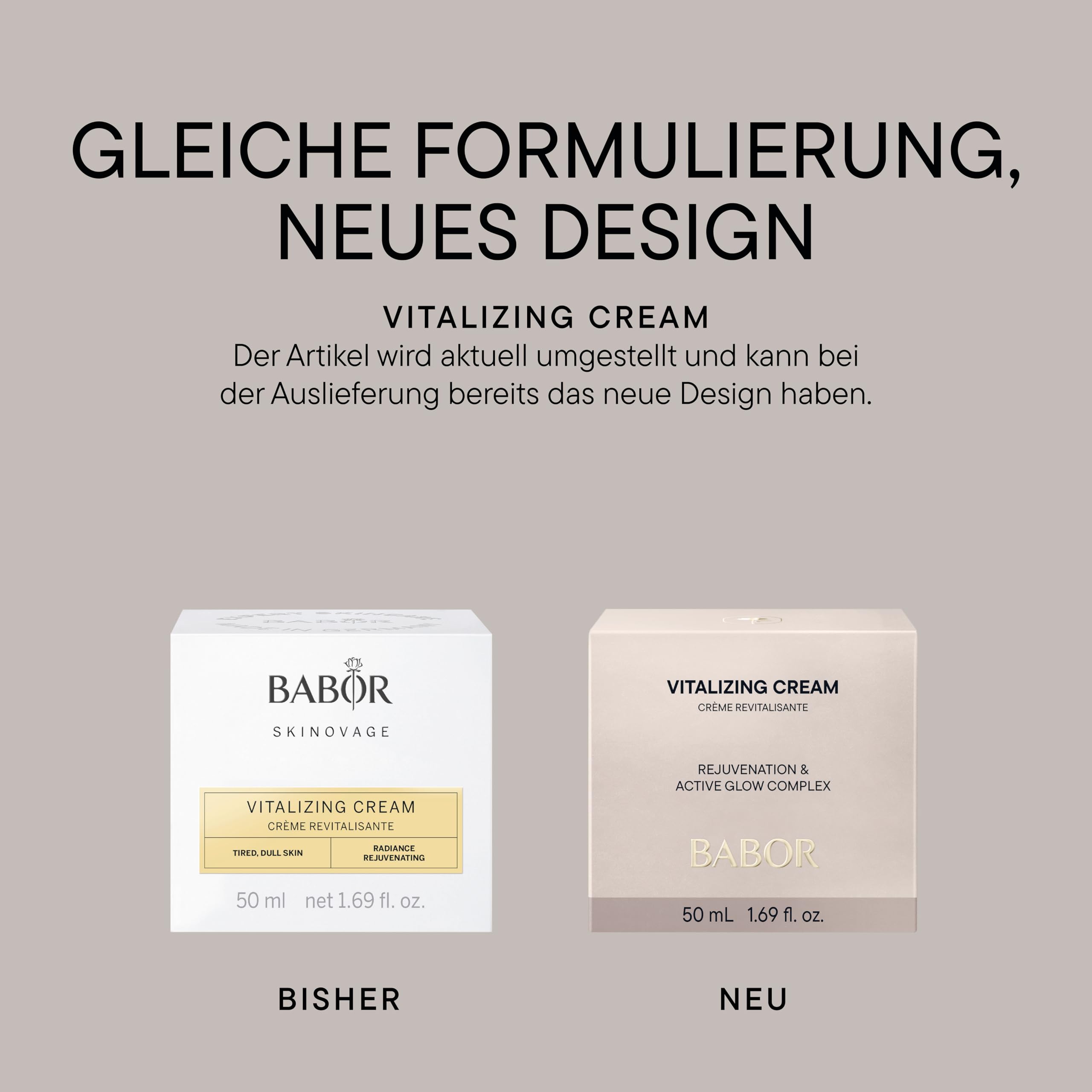 BABOR Vitalizing Cream, Gesichtscreme für müde und regenerationsbedürftige Haut, Revitalisierende Feuchtigkeitspflege, Vegane Formel, 50 ml