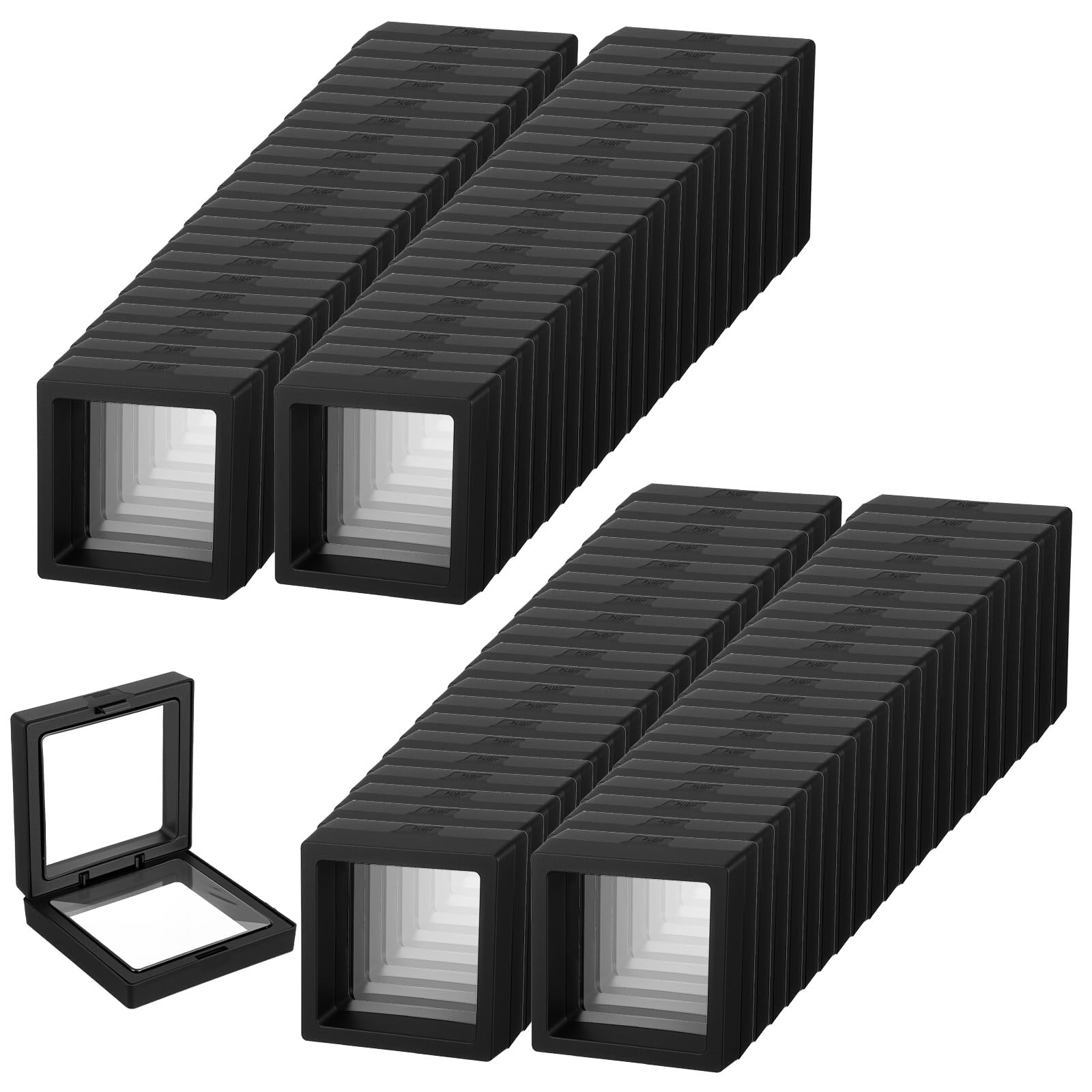 Présentoir flottant 3D pour pièces et bijoux Molain noir 7x7 cm 80 pcs