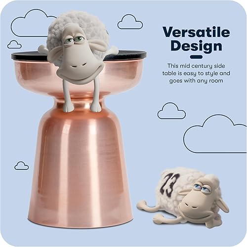 Miniatura 14 de Serta Adler - Mesa auxiliar decorativa de metal, parte superior de granito natural de 16 pulgadas, base de latón cepillado, forma de reloj de arena,