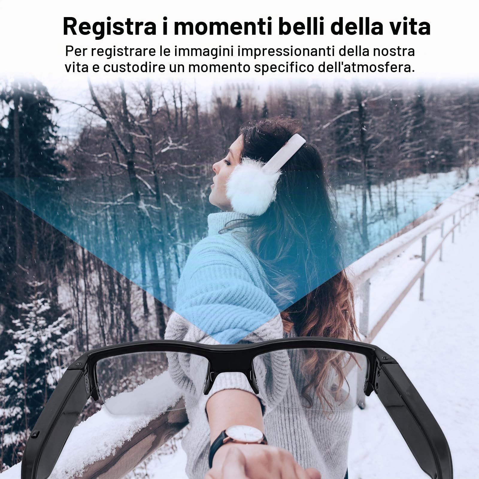 Occhiali con videocamera spia HD 1080p, alla moda, per guida, escursionismo, pesca, equitazione (scheda micro SD 32G inclusa)