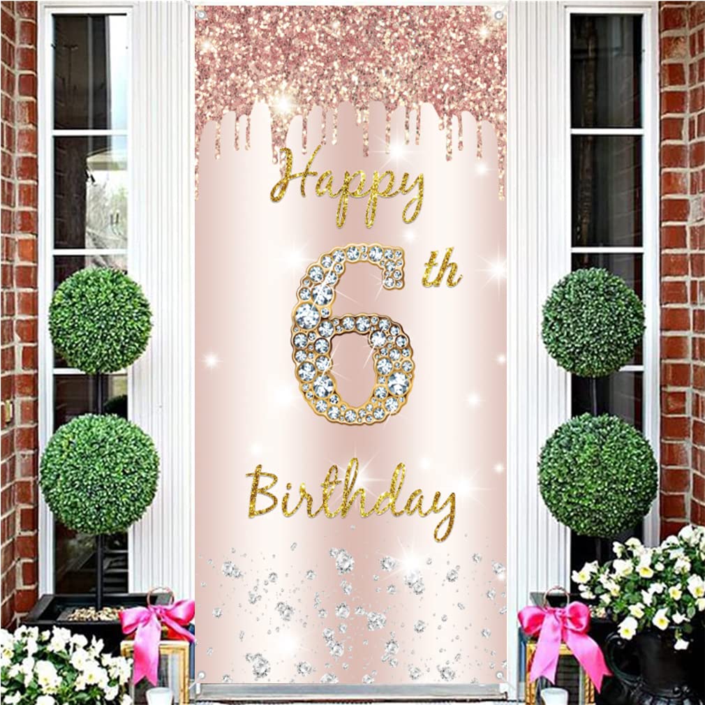Striscione 6° Compleanno Rosa Oro – 120×80 Cm Con Scritta “Alles Gute Zum Geburtstag” – Decorazione Per Festa Bambina - 5