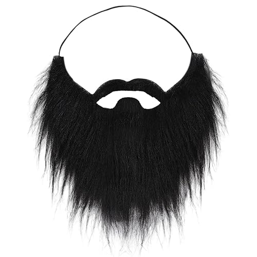 BOGCLEE Barbas Falsa, Barba Postiza, Fake Beard Realista Negro, con Banda Elástica, Barbas Falsa para Fiesta