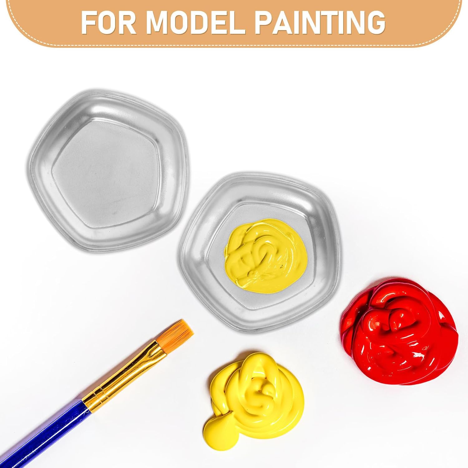 PRETYZOOM 6pcs Paint Mixing Trays for Craft Makers and Makeup Artists, Alloy Material with Smooth Surface, Versatile Use Watercolor Tray Palette for Craft Making and Makeup