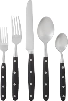 Ginkgo International Lyon 20-Piece Stainless Steel Flatware Place Setting, Ebony, Service for 4