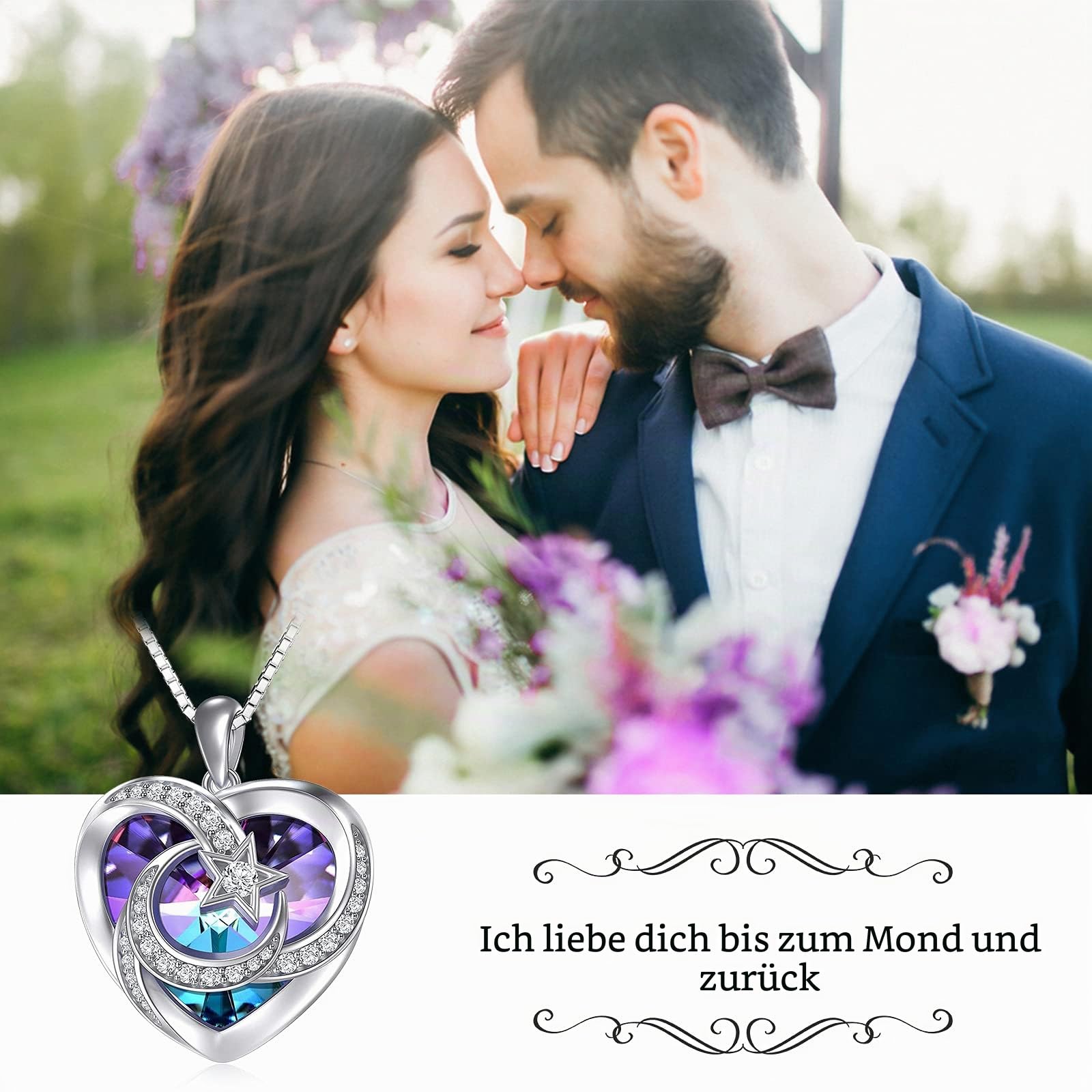 TOUPOP 925 Sterling Silber Monde Kette Für Freunde Stern Anhänger Mond Halskette Kristallkette Damen Schmuck mutter ehefrau mädchen Geburtstagsgeschenke für Frauen