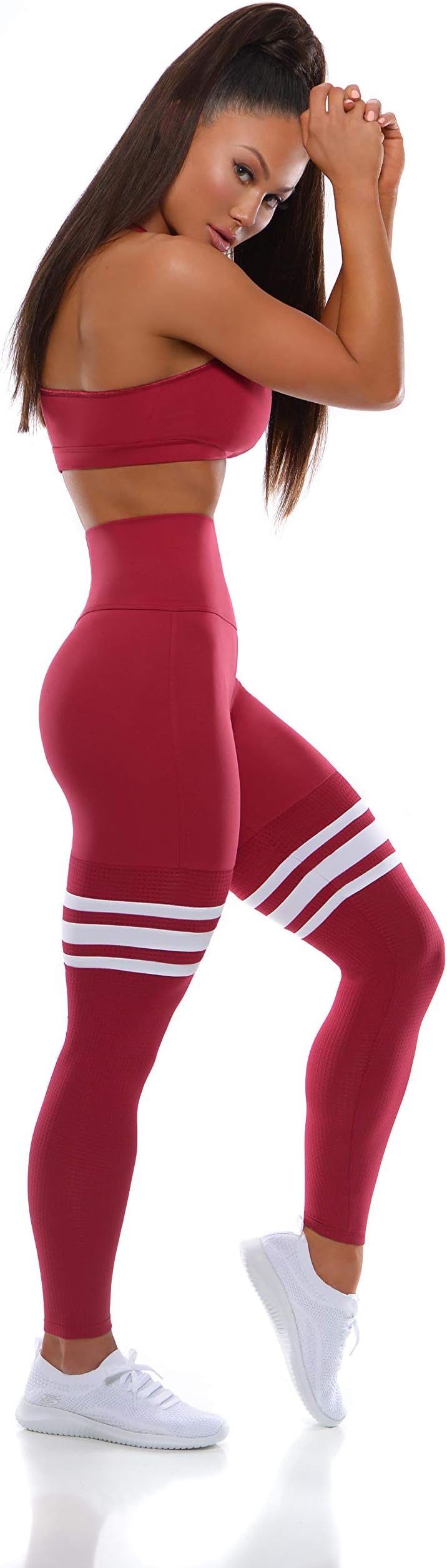 Bombshell Sportswear High Waist Thigh-High Leggings - Maroon