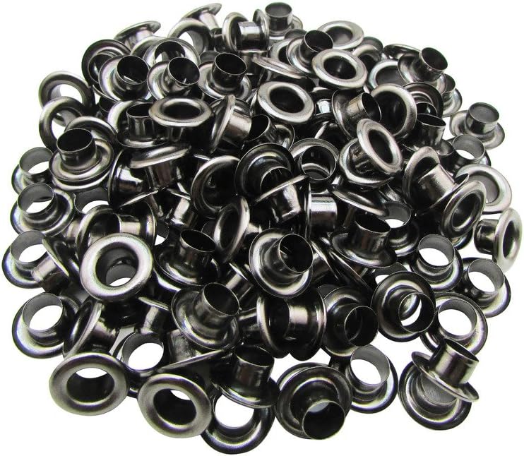 4mm Internal Hole Diameter Gun Black Eyelets Grommets with Washer Self Backing Pack of 200 Sets