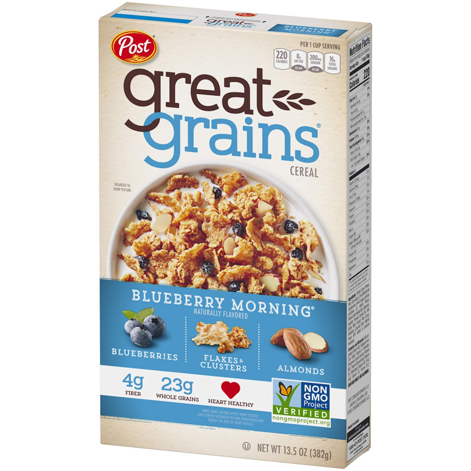 Post Great Grains Blueberry Morning Breakfast Cereal, Non GMO Project