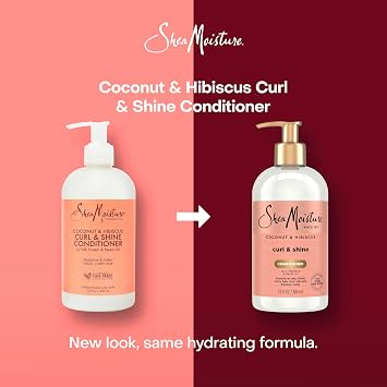 Shea Moisture Curl & Shine Conditioner Coconut & Hibiscus, for Thick, Curly Hair to Moisturize & Soften, 13 oz