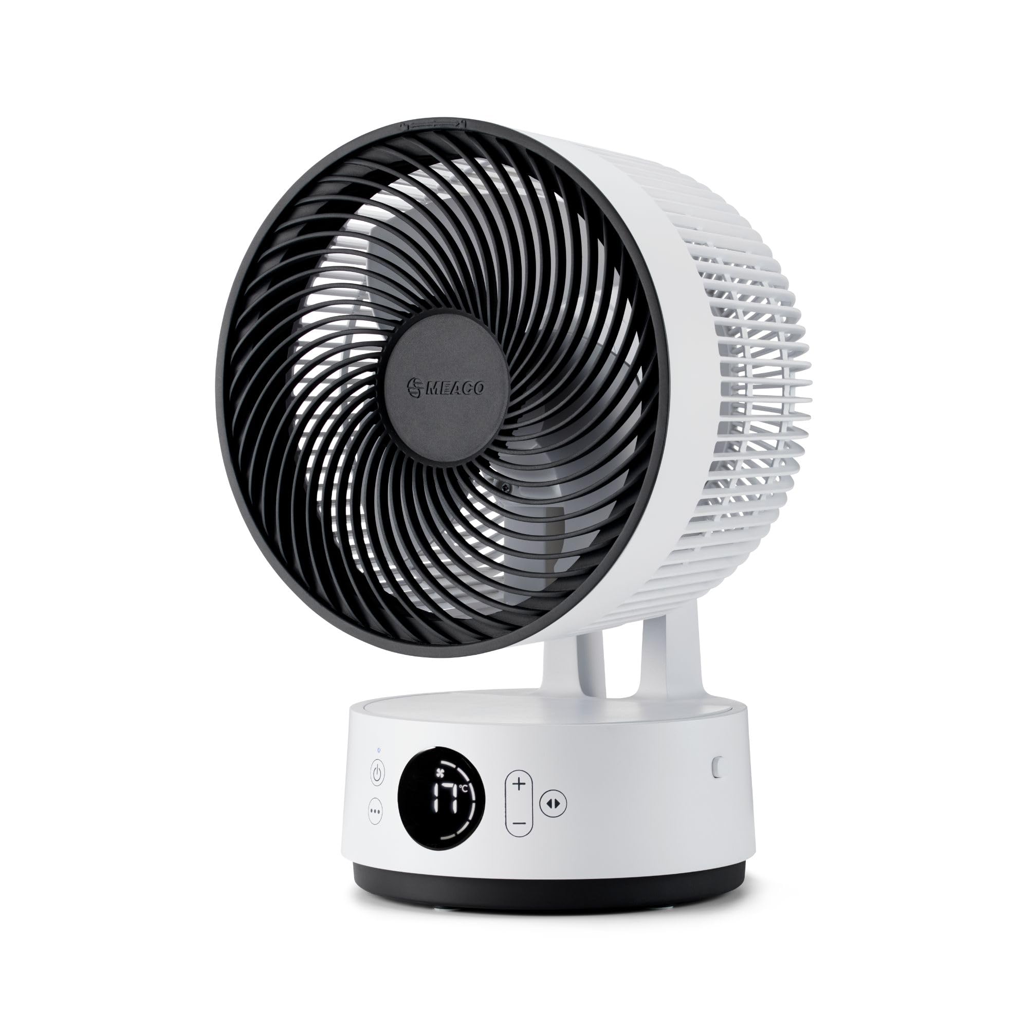 MeacoFan Sefte® 8", ventilador portátil con batería reemplazable, uso interior/exterior, silencioso, 12 velocidades, modo ECO inteligente, blanco compacto