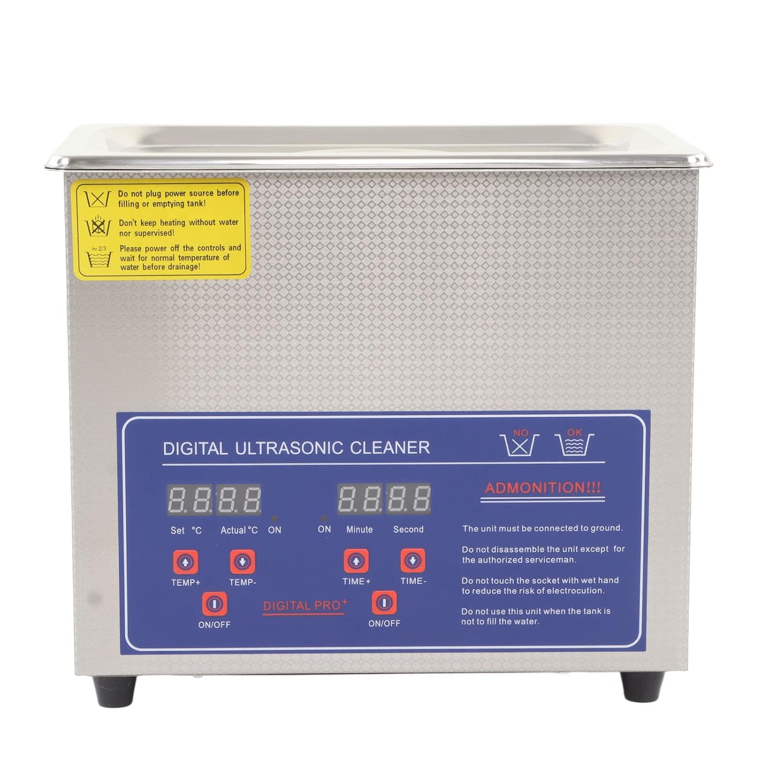 Ultrasonic Jewelry Cleaner, Ultrasonic Cleaning Machine Anti Slip 3200mL Aluminum Stainless Steel for Circuit Board (US Plug 110V)