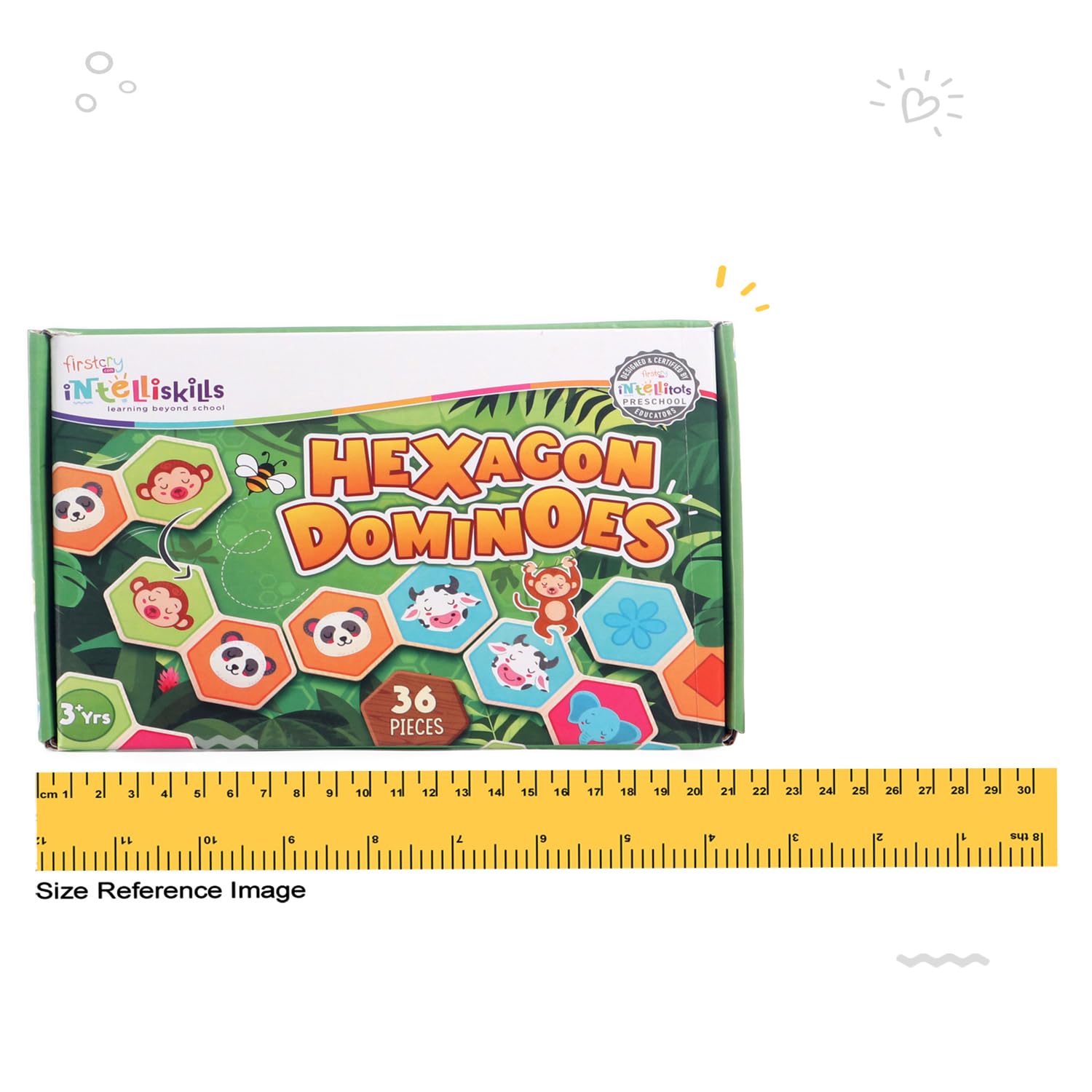 FIRSTCRY INTELLISKILLS Premium 36 Pcs Wooden Hexagon Dominoes for
