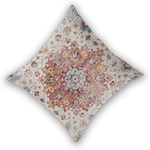 Miniatura 2 de Juego de 2 fundas de almohada bohemias de 16 x 16 pulgadas, patrón bohemio azul y naranja para exteriores, fundas decorativas de lino con diseño