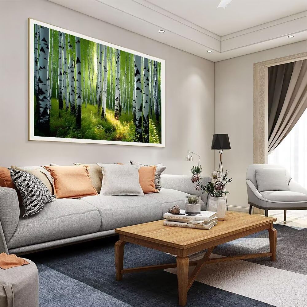 5D DIY Diamond Painting Kit Completo, betulla argentata Diamantini Strass Ricamo a Punto per Adulti Bambini Decorazione Casa, Kit per Pittura Diamante Mosaico Fai Da Te, per Decor Casa 50x100cm S-12