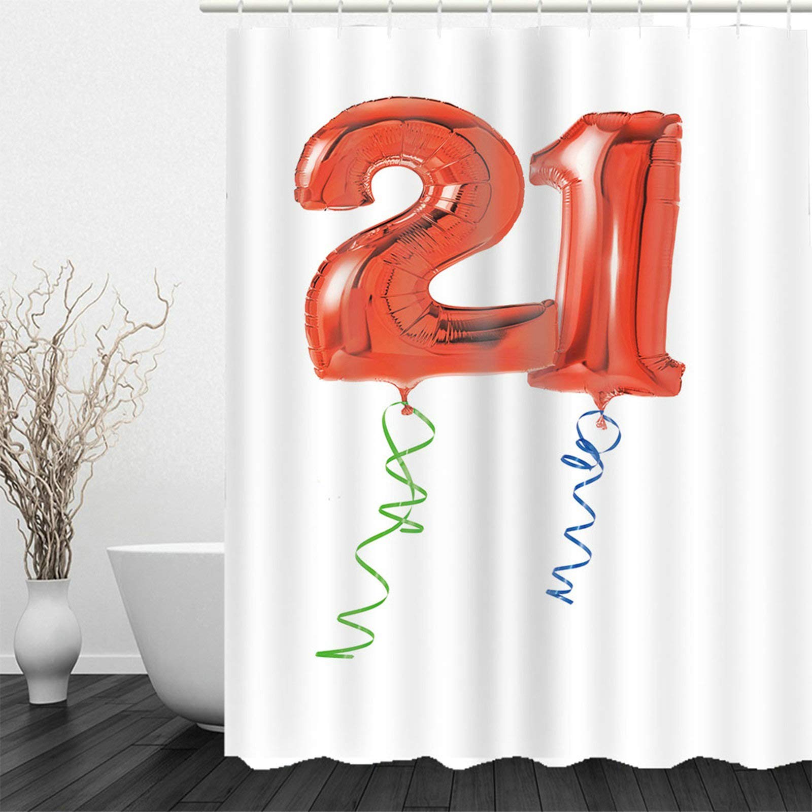 Duschvorhänge Rot, Badevorhang Waschbar Nummer 21 Duschvorhang 180x200 Polyester Bad Vorhang Badezimmer Dekoration