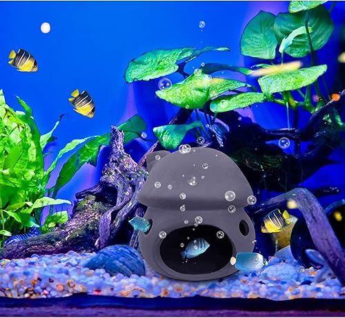 Miniatura 10 de WishLotus Decoración de cueva de acuario, decoración duradera de cerámica para pecera, casa de hongos, cueva oculta para peces y camarones y