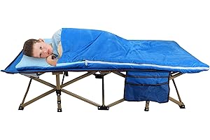 REDCAMP Extra Long Toddler Cot with Sleeping Bag for Comfortable and Secure Travel