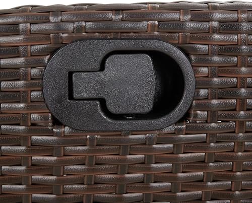 Miniatura 9 de Sillas para patio reclinables, 2 piezas con reposapiés, de poliéster marrón y ratán cómodo, sillas de terraza al aire libre, Sillas para Comedor