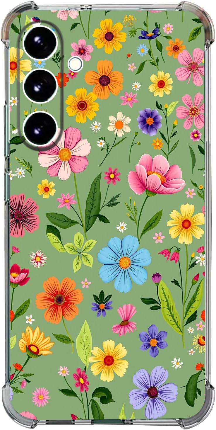 Case for Galaxy A16 5G,Beautiful Flowers Green Drop Protection Shockproof Case TPU Full Body Protective Scratch-Resistant Cover for Samsung Galaxy A16 5G