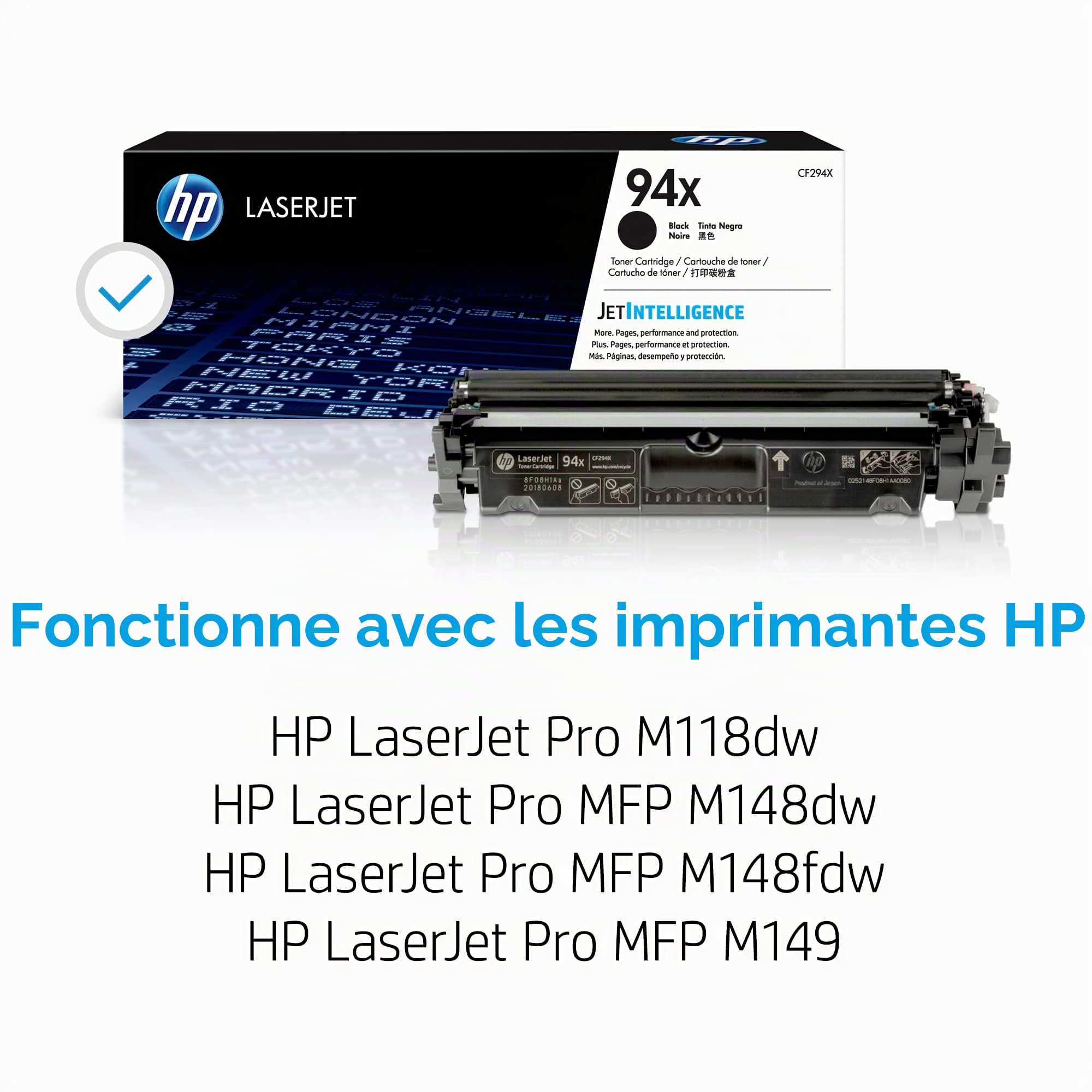 HP 94X CF294X Toner Noir grande capacité Authentique pour HP LaserJet Pro M118dw / M148