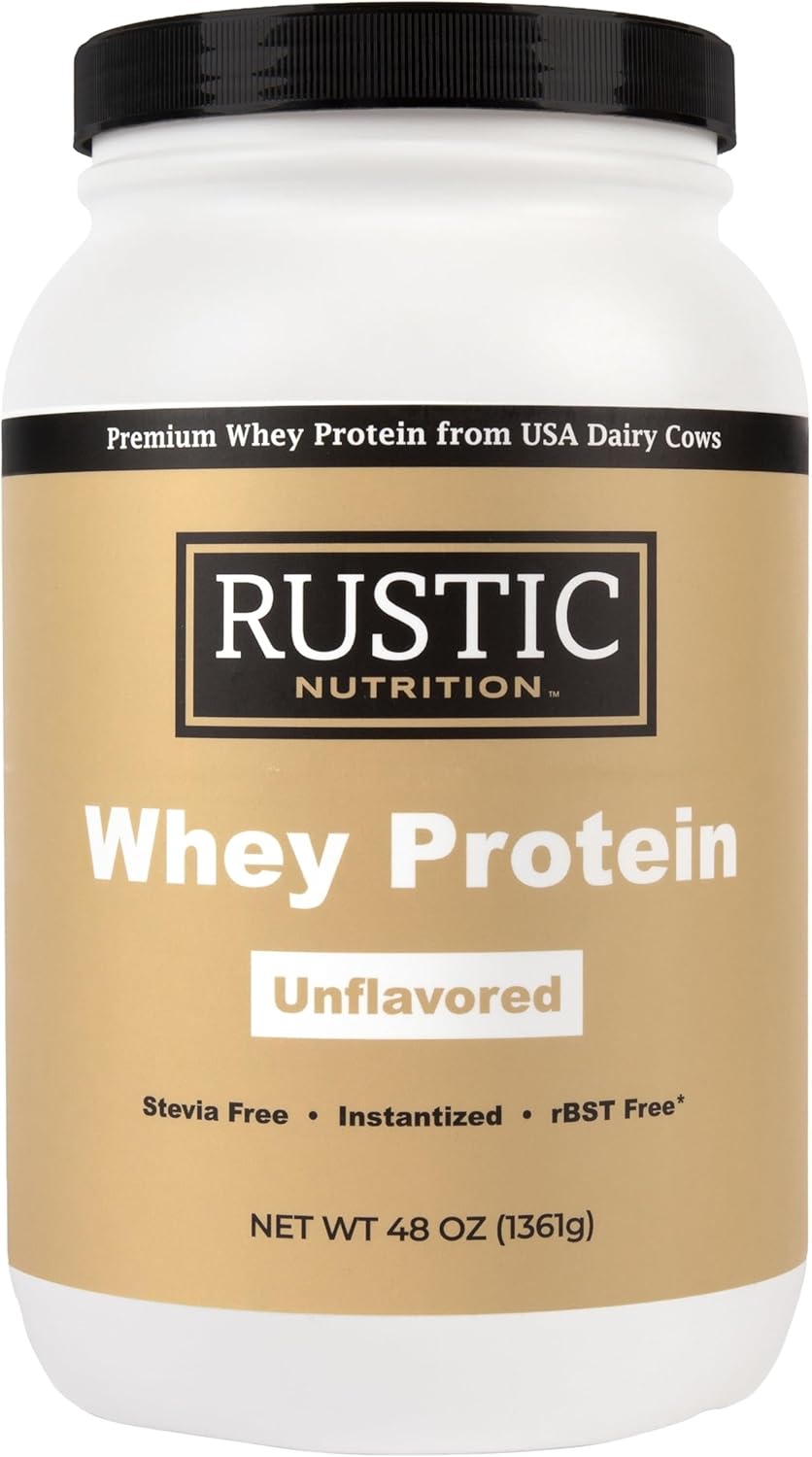 Premium Whey Protein Powder, USA-Sourced, No RBST/RBGH, No Stevia or Sucralose, Instantized, Non-GMO, Soy & Gluten Free (Unflavored, 48 Oz)