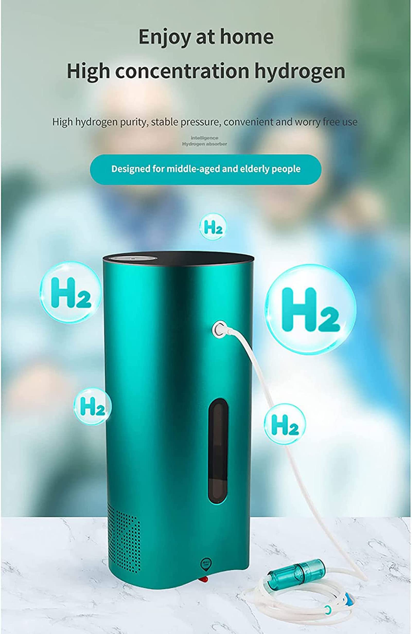 Przenośna inhalator generatora wodoru, 99,99% podwójny wylot o wysokiej czystości, technologia PEM o niskim poziomie hałasu, cykl 4-godzinny
