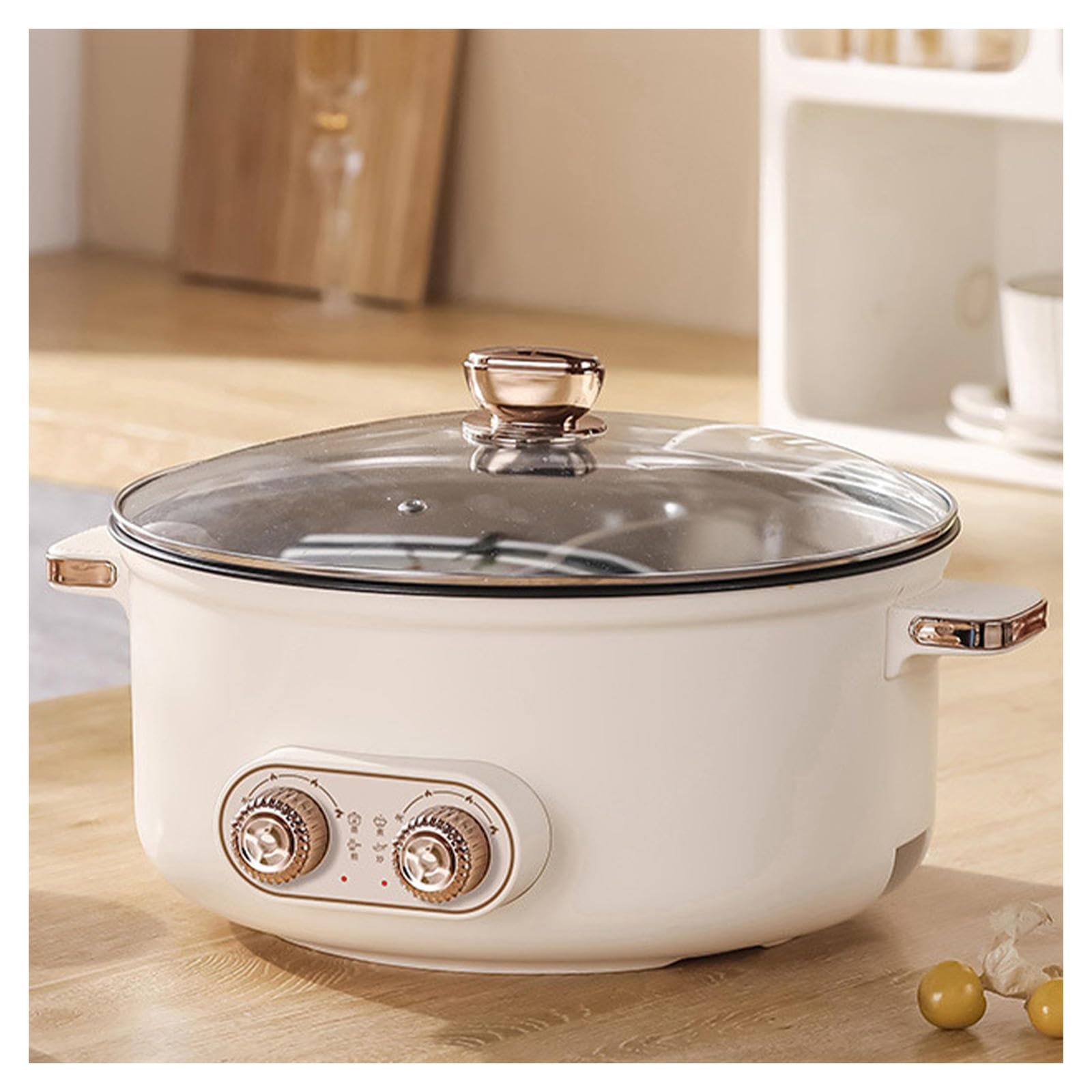 Appareil Fondue, Double Interrupteur de Commande Multi-Fonctions 1600 Watts Appareil Fondue Chinoise Individuelle, Convient Aux Petites FêTes (avec 2 Filets Non éTanches),5.5L