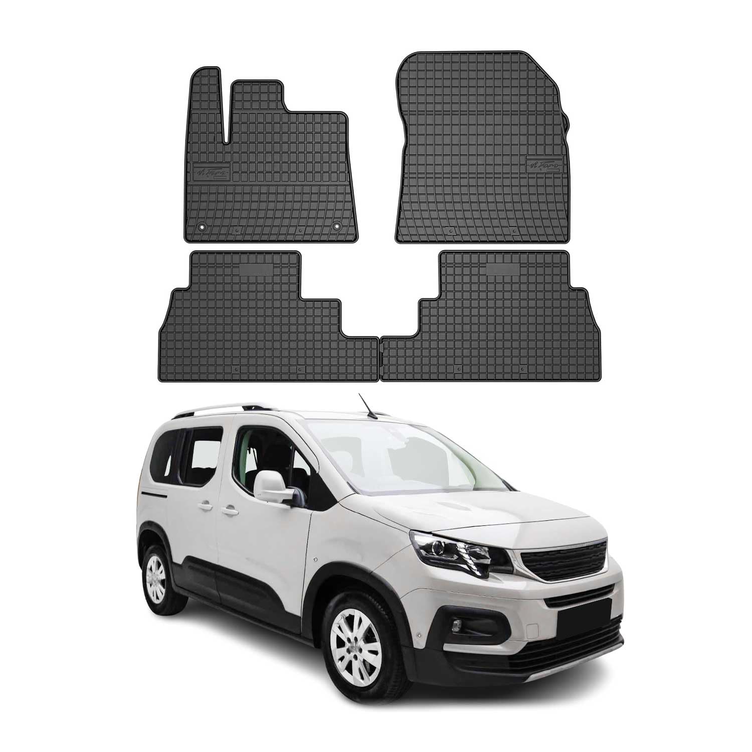 OMAC Alfombrillas de Goma Compatibles con Peugeot Rifter 2018-2025 Alfombrillas de Coche TPE Negro 4X