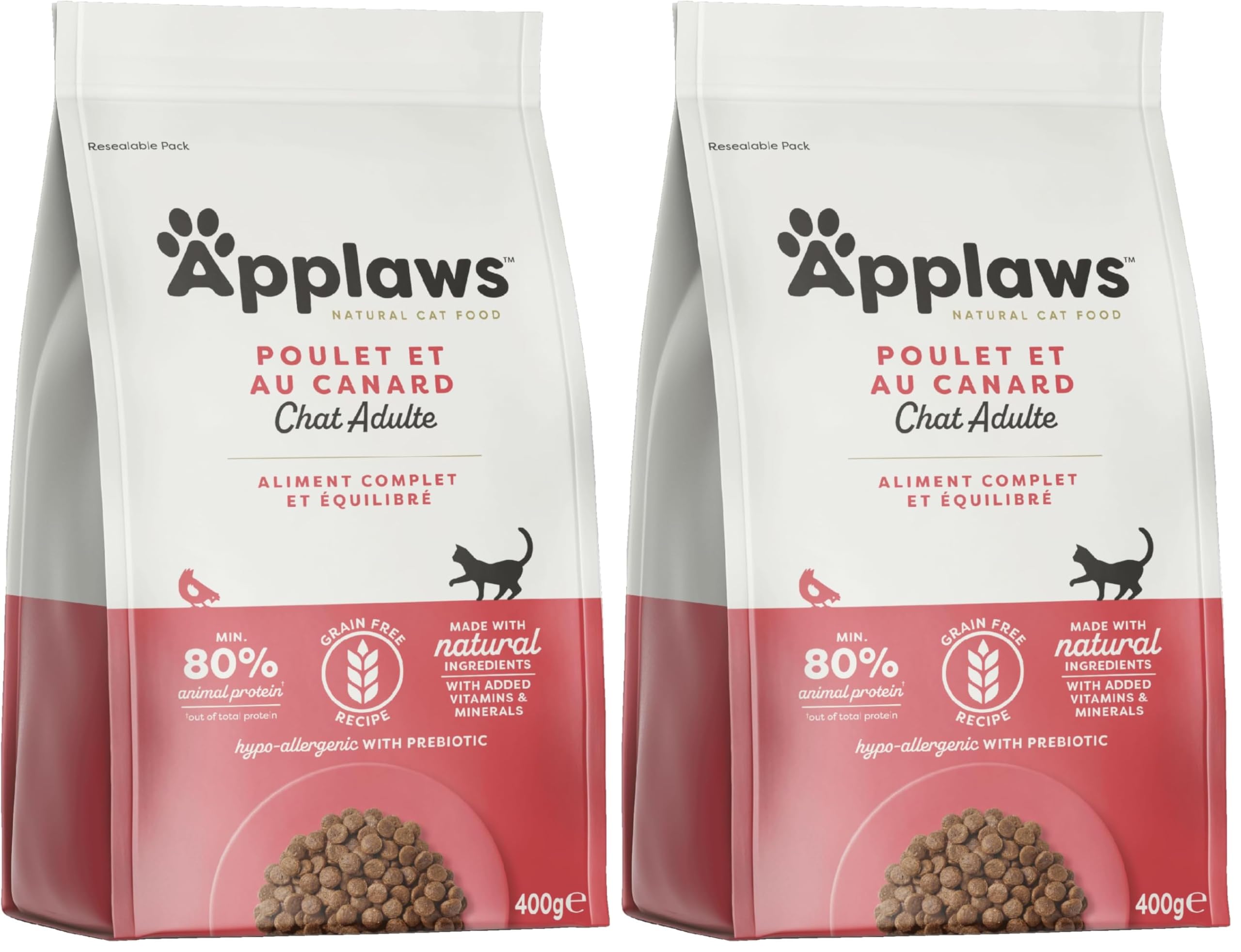 Applaws Katzentrockenfutter Adult, Huhn mit Ente, getreidefrei und komplett 400g (1 Packung) (Packung mit 2)