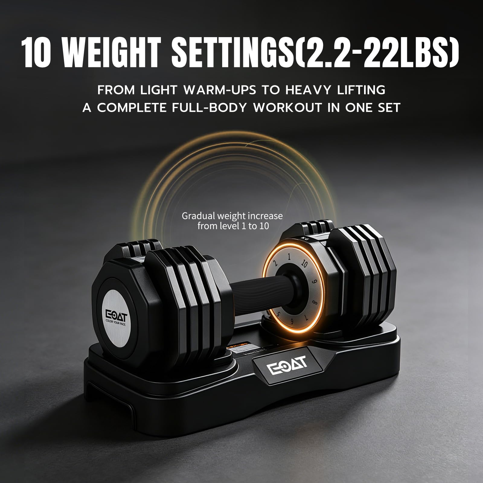22/33 lbs Pair/Single Adjustable Dumbbells Set, Premium Quick Adjust, 10 in 1 Adjustable Dumbbell Set for Men and Women, Solid Pro-Grade Steel for Home Gym