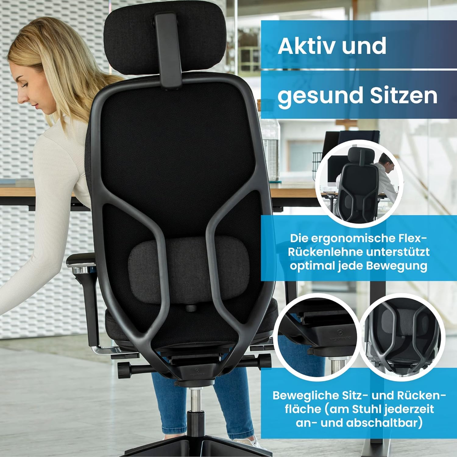 Ergotopia MasterBack Pro ergonomischer Bürostuhl [TESTSIEGER] – Schreibtischstuhl ergonomisch mit 3D-Neigungsmechanik & 5D-Armlehnen – Perfekt als Drehstuhl für Büro & Home Office