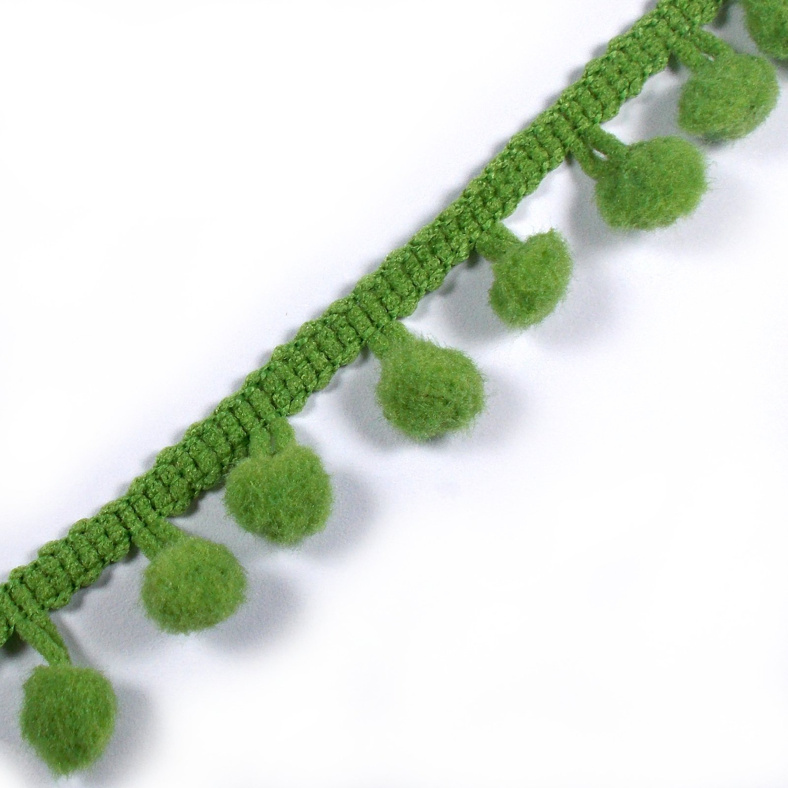 Pom Pom Bobble Trim Fringe 6mm Wide Apple Green (2 Metres)