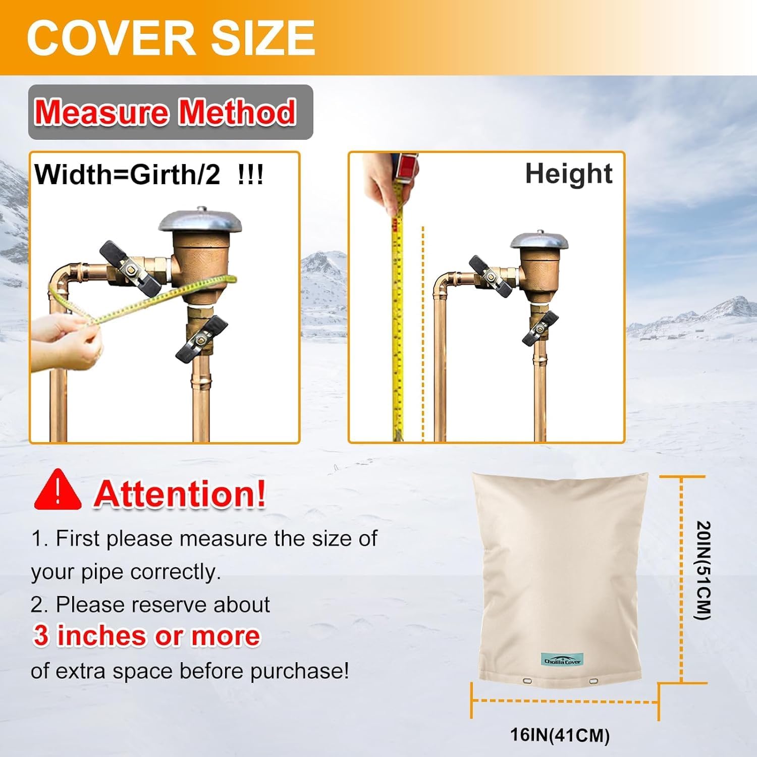 Backflow Preventer Cover Insulated (5˚F) with Thicker 7 Layers Fabric - 16" W x 20" H with Aluminum Foil Backflow Cover for Winter Pipe Freeze Protection - Sprinkler Covers for Outside